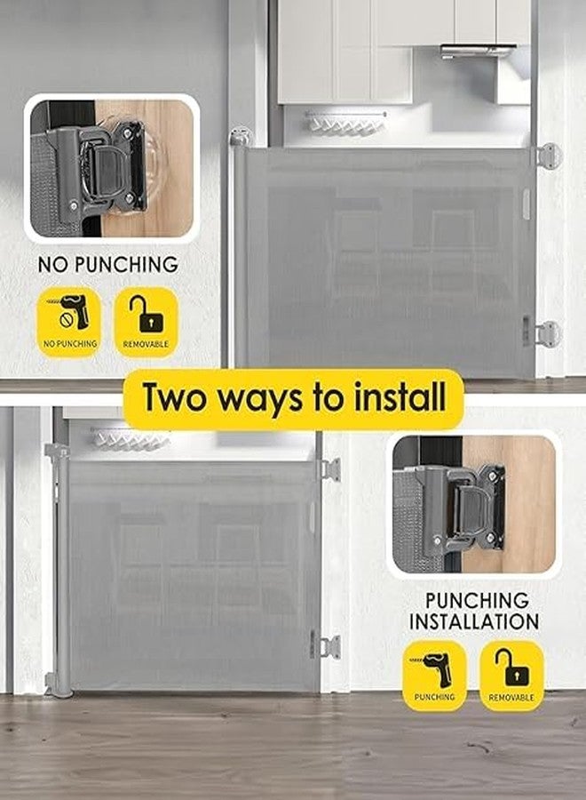 ONTRIP Baby Gate, Extra Wide Safety Kids or Pets Gate Retractable 33” Tall, Extends to 55” Wide, Mesh Safety Dog Gate for Stairs, Indoor, Outdoor, Doorways, Hallways Grey - Image 5